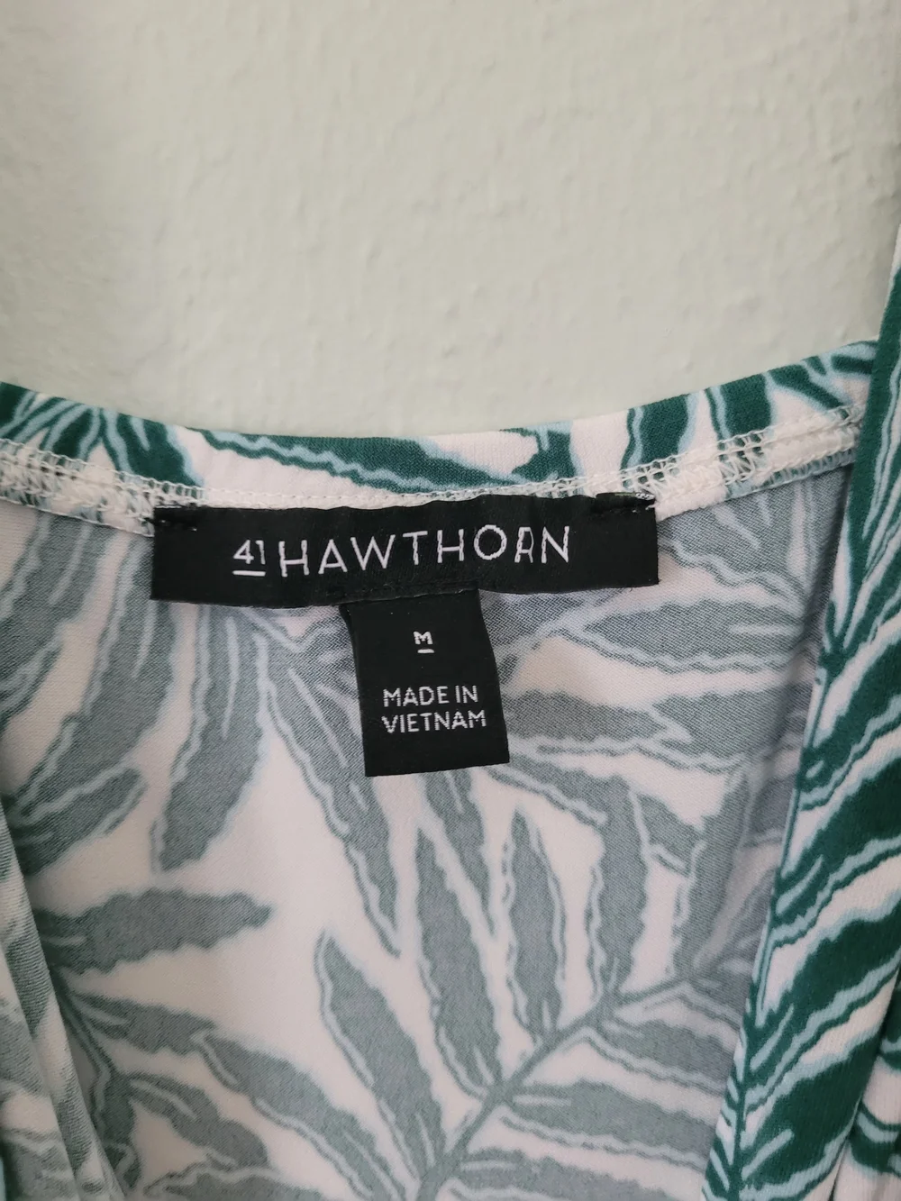 Leaf Print Dress in Green and White - 41 Hawthorn - Size M - Picture 3 of 3